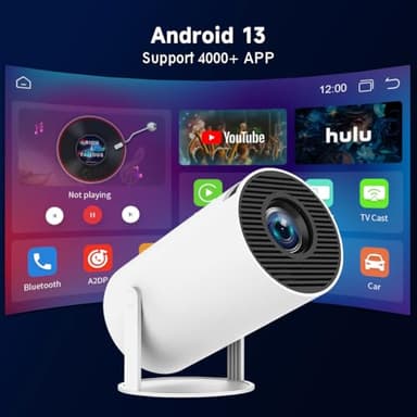 Mini Projector with Android System, HY300PRO 4K 1080P Support Portable Projector with WIFI 6 and Bluetooth, 160 ANSI, Auto Keystone Correction, 130" Screen Video Projector for Laptop/PC/Smartphone - Image 2