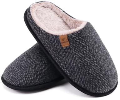 COFACE Mens Black Woolen Cozy Memory Foam scuff Slippers Slip On Warm House Shoes Indoor/Outdoor With Best Arch Support Size 9 - Image 8