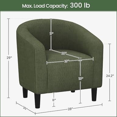 Yaheetech Barrel Chairs, Furry Accent Chairs, Sherpa Chairs with Soft Padded Armrest, Fuzzy Club Chairs for Living Room Bedroom Waiting Room Office, Accent Chairs Set of 2, Dark Green - Image 3