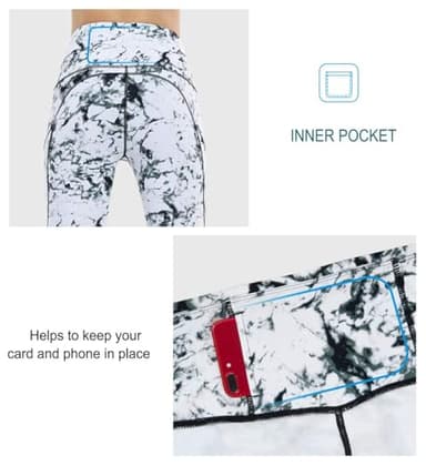 THE GYM PEOPLE Thick High Waist Yoga Pants with Pockets, Tummy Control Workout Running Yoga Leggings for Women (X-Large, Marble) - Image 6