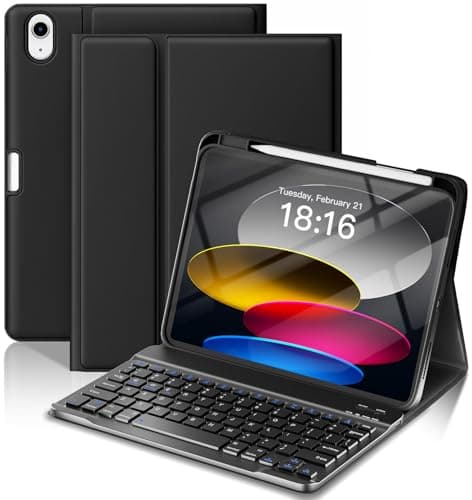 NOKBABO for iPad 11th 10th Generation Case with Keyboard, Magnetic Wireless Detachable Folio case with Pencil Holder, Keyboard for iPad 11th(A16,2025) & ipad 10th Generation(2022) - Black - Image 1