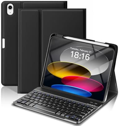 NOKBABO for iPad 11th 10th Generation Case with Keyboard, Magnetic Wireless Detachable Folio case with Pencil Holder, Keyboard for iPad 11th(A16,2025) & ipad 10th Generation(2022) - Black - Image 1