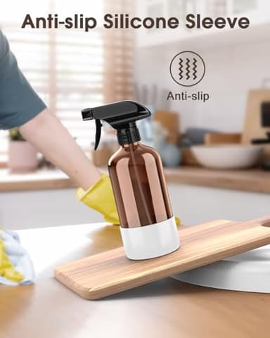 Bontip Glass Spray Bottle with Silicone Sleeve Protection, Amber Glass Spray Bottle Set for Window Cleaner Aromatherapy Facial Hydration Watering Flowers Hair Care 2 Pack/16 oz (Black & White, 16 oz) - Image 6