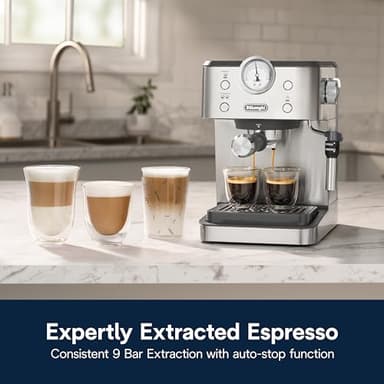 De’Longhi Classic Espresso Machine with Milk Frother, 15-Bar Pump & Temperature Control - Barista Coffee Maker Kit for Espresso, Latte, Cappuccino & Iced Coffee - Italian Stainless Steel Design - Image 2