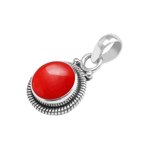 Coral Stone 925 Sterling Silver Pendant Necklace For Women Girls Gift, Natural Gemstone Pendant Necklace, Solitaire Pendant, Handmae Pendant - Image 1