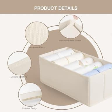 Criusia Drawer Organizer Clothes, 10 Pack Dresser Organizer for Baby Clothes, Underwear, Sock- Foldable Closet Organization and Storage Dividers Bins for Nursery, Bedroom (Beige - Image 6