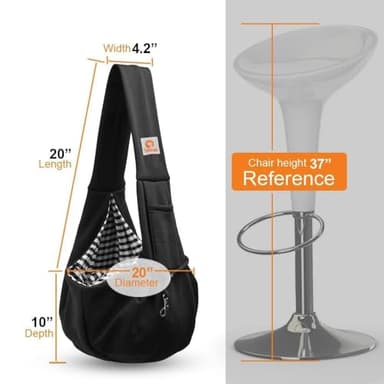 Tomkas Small Dog Sling Carrier - Classic Pocket & Classic Strap - for 3-10 lbs Pets(Black) - Image 6