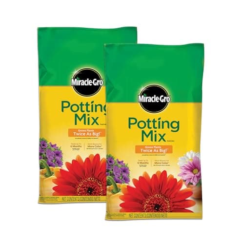 Miracle-Gro Potting Mix, For Container Plants, Flowers, Vegetables, Annuals, Perennials, Shrubs, Feeds for up to 6 Months, 16. qt., 2-Pack - Image 1
