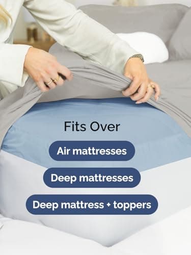 Extra Deep Cal King Sheet Set - 6 Piece Breathable and Cooling Sheets - Hotel Luxury Bed Sheets Set - Easy Fit - Soft, Wrinkle Free and Comfy Sheets Set - Light Grey Sheet Set with Extra Deep Pockets - Image 6