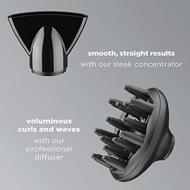 INFINITIPRO BY CONAIR Hair Dryer with Diffuser | AC Motor Pro Hair Dryer with Ceramic Technology | Includes Diffuser and Concentrator | Black | Packaging May Vary - Image 6