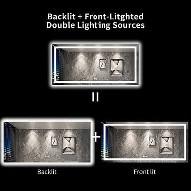 LOAAO 84"X40" LED Bathroom Mirror with Lights, Anti-Fog, Dimmable, Backlit + Front Lit, Lighted Bathroom Vanity Mirror for Wall, Memory Function, Tempered Glass, Shatter-Proof, ETL Listed - Image 5