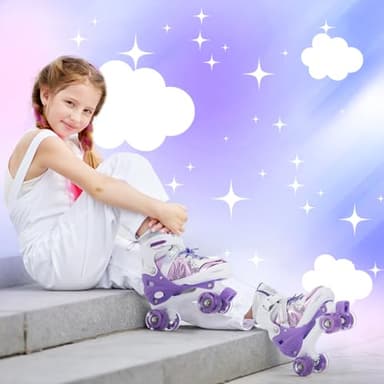 TOMSHOO Roller Skates for Girls Kids Child Beginners, 4 Size Adjustable Light up Wheels Fun Illuminating Purple Pink Skates for Boys Toddlers Patines para niñas (Purple, Large - Youth (3.5-6)) - Image 6