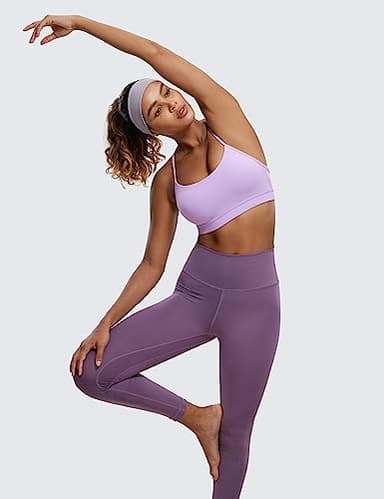 CRZ YOGA Butterluxe Womens Y Back Sports Bra - Padded Racerback Low Impact Spaghetti Thin Strap Workout Yoga Top Elfin Purple Small - Image 3