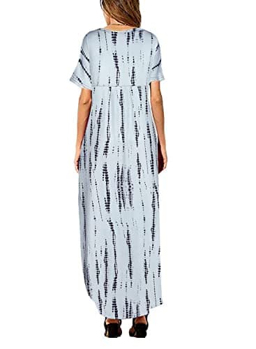 Arolina Women's Summer Maxi Dress Short Sleeve V Neck Casual Loose Long Beach Split Dresses with Pockets - Image 2