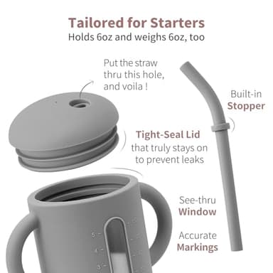 SAMiGO Silicone Sippy Cup, Baby Straw Cup for 6 12 18 Months, Sippy Cup with Straw for Toddlers 1-3 Years, Baby Water Cup for Drinking and Training, 6 oz - Image 6