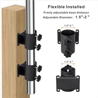 Wdwlbsm 2PCS Patio Umbrella Holder Heavy Duty Outdoor Umbrella Stand Patio Umbrella Holder clamp ,Adjustable Patio Umbrella clamp Railing for Deck Railing,Fences,Docks,Courtyard Balcony, Patios - Image 3