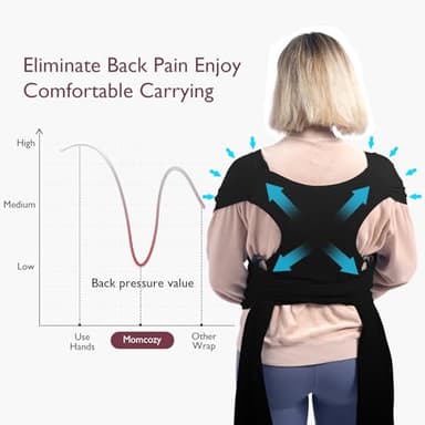 Momcozy Baby Wrap Carrier, Easy to Wear Infant Carrier Slings, Lightweight Hands Free Baby Sling, Adjustable Baby Carriers for Newborn to Toddler 8-35 lbs, Black - Image 2