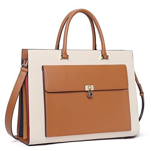 CLUCI Briefcase for Women Vegan Leather 15.6 Inch Laptop Bag Large Pocket Business Ladies Shoulder Bag - Image 1
