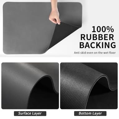 HotLive Dish Drying Mat for Kitchen Counter, Heat Resistant Drainer Mats with Non-slip Rubber Backed, Hide Stain Kitchen Super Absorbent Draining Mat, Easy to Clean Dish Rack Pad, Dark Grey 16"x18" - Image 5