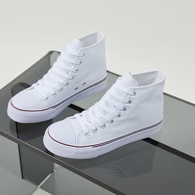 Iarus High Top Sneakers for Women White Canvas Comfortable Shoes for Women Walking Casual Sneakers Tennis Shoes(white08.5) - Image 4