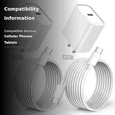 iPhone 16/15 Charger, USB C Charger, 2-Pack 20W Type C Fast Wall Charge Power Adapter, 6FT 60W USB-C to C Cable for iPhone 16/15 Pro/15 Pro Max, iPad Pro 12.9/11 inch, New iPad Air 5/4th, AirPods Pro - Image 3