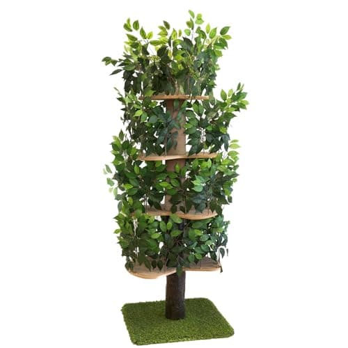 On2 Pets Cat Tree with Leaves Made in USA, House & Activity Tree, Multi-Level Cat Condo for Indoor Cats. (Square Base, XL Green) - Image 1