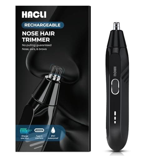 HACLI Nose Hair Trimmer for Men Women - Electric Nose Hair Clipper with Replaceable Stainless Steel Blade, Powerful 8000RPM Motor, Wet/Dry Use, Travel Lock, Portable Design USB Rechargeable - Image 1