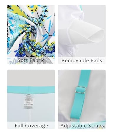 Plus Size Swimsuit for Women Two Piece Bathing Suits for Summer Beach Side Classic Lake Blue Paisley Printed 20W - Image 5