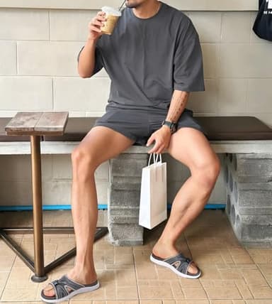 COFACE Mens Sport Recovery Sandals Plantar Fasciitis Soft Cushion Lightweight Orthotic Slides for Men Grey Size 11 - Image 2