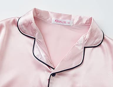Topgal Little & Big Girls Pajama Set Size 16 - Satin Silky Cute Cat Summer Shorts Outfit Pink - Image 2