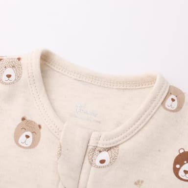 O2 BABY Baby Boys Girls Organic Cotton Zip Front Sleeper Pajamas, Footed Sleep 'n Play（0-3 Months, Brown & Bear & Oatmeal） - Image 4