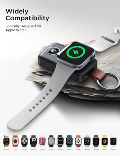 JOYROOM Portable 2000mAh Wireless Charger Compatible for Apple Watch Series 10/9/8/7/6/5/4/3/2/1/SE/UItra 2/Ultra, Compact Magnetic iWatch Charger Keychain Style Travel Essentials (Black) - Image 6