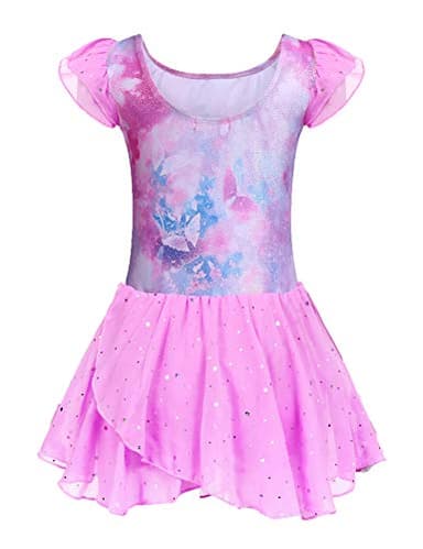 Arshiner Gymnastics Leotards for Girls Toddler Ballet Leotard with Skirt Flutter Sleeve Dance Dress Pink Butterfly 2-3T - Image 3
