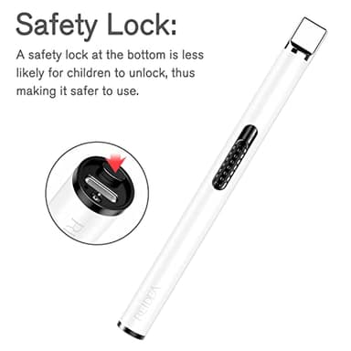 REIDEA USB Candle Lighter, Windproof Flameless Electronic Lighter with Safety Protector Button, Rechargeable for Home, Outdoor Activities (White) - Image 3