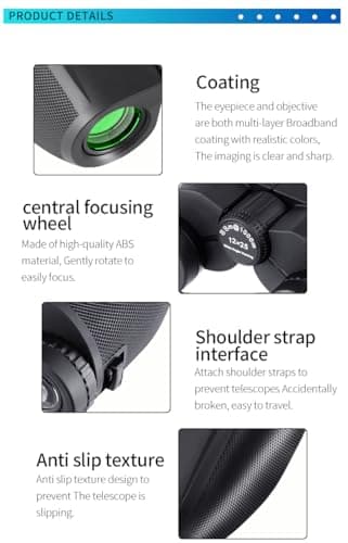 DecoForU 12x25 Binoculars for Adults, Large View/Eyepiece Compact Binoculars with Low Light Vision, High Powered Easy Focus Binoculars for Bird Watching, Travel, Concert Theater - Image 6