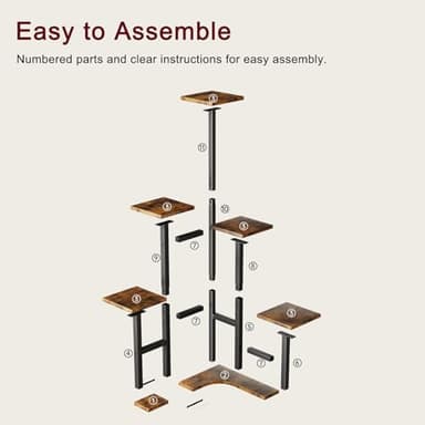 Yzosvki Corner Plant Stand Indoor, 6 Tiered Corner Plant Shelf Flower Stand for Multiple Plants, Plant Shelves Organizer Rack for Living Room, Balcony, Patio, Garden, Square Rustic Brown - Image 9