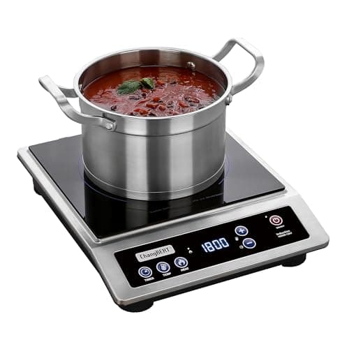ChangBERT Induction Cooktop, Commercial Grade Portable Cooker, Large 8” Heating Coil, Premium Stainless Steel Countertop Burner with NSF Certified, 10 Hours Timer Powerful 1800W Professional Hot Plate - Image 1