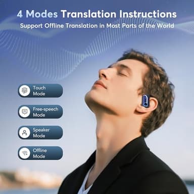 MOZC 168 Languages AI Translation Earbuds, Bluetooth 5.4 Headphones Translator, 4-in-1 Smart Mode Touch Screen Real-Time Earphones Fit iOS and Android Ideal for Travel Business Learning, Deep Blue - Image 6