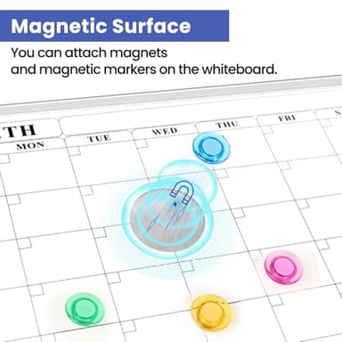 Lumspax Monthly Whiteboard Calendar for Wall, Small 16" x 12" Dry Erase Board with Plastic Frame, Hanging Dry Erase Calendar with 3 Mini Sticky Notes for Kitchen Planner, Memo, Home and Office - Image 3