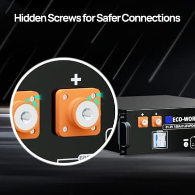 ECO-WORTHY 48V 100Ah LiFePO4 Lithium Battery w/Bluetooth | UL1973 & UL9540A Certified | 5120Wh Server Rack Battery for Solar Energy Storage, Home Backup Power - Image 8