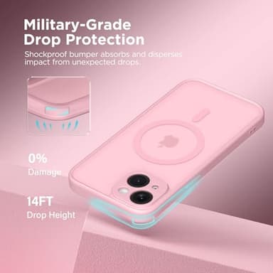 CAPRARO Magnetic for iPhone 14 Case, [Compatible with MagSafe] [Full Camera Protection] Shockproof Protective Slim Translucent Matte Phone Case for iPhone 14 6.1'', Peach Pink - Image 5