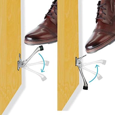 One Touch Kickdown Door Stopper, Door Holder, Heavy Duty Door Stops, Bottom of Door, Height-Adjustable Rubber Tips by HASHI (Black 6 inch x 1pack) - Image 4