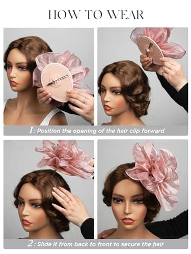 SWEETV Fascinators Hats for Women Tea Party Hat and Gloves Set for Kentucky Fascinator Derby, Cocktail, Wedding, Fancy Dress Party, Black - Image 6