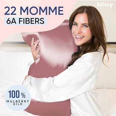 Blissy Silk Pillowcase - 100% Pure Mulberry Silk - 22 Momme 6A High-Grade Fibers - Silk Pillow Cover for Hair & Skin - Regular, Queen & King with Hidden Zipper (Standard, Plum) - Image 2