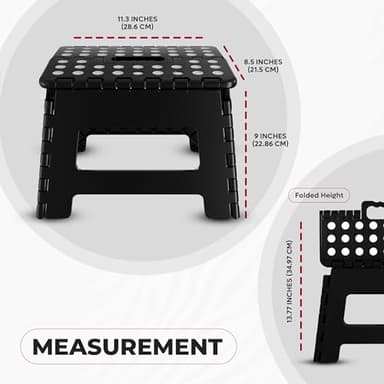 Utopia Home Folding Step Stool - (Pack of 2) Foot Stool with 9 Inch Height - Holds Up to 300 lbs - Lightweight Plastic Foldable Step Stool for Kitchen, Bathroom & Living Room (Black) - Image 3