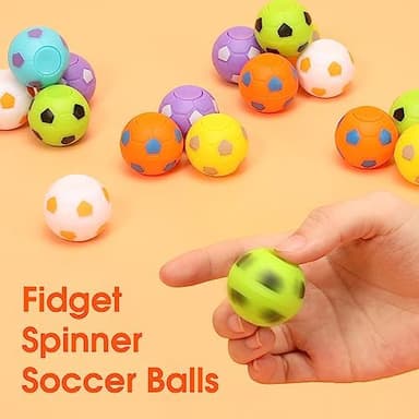 AZEN 24 Pcs Soccer Party Favors for Kids 4-8 8-12, Mini Fidget Spinners Soccer Ball Toys, Goodie Bags Stuffers for Birthday Party, Treasure Box Toys for Classroom, Return Gifts for Kids - Image 5