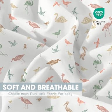 Bimocosy Crib Sheets for Boys Girls, Fitted Crib Sheet 4 Pack for Standard Crib and Toddler Mattresses, Super Soft Breathable Microfiber Baby Sheet 28x52x8in, Wetland Birds/Squirrel/Mauve/Fog Blue - Image 7