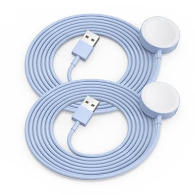 2Pack Blue for Apple Watch Charger USB Magnetic Wireless Fast iWatch Charger Portable Compatible with iWatch Ultra/Series 9/8/7/6/SE/SE2/5/4/3/2/1-[3.3FT] - Image 1