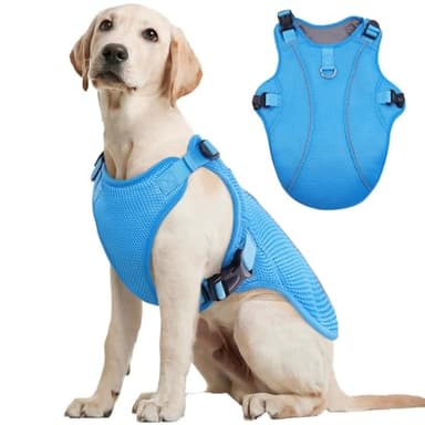 Kuoser Dog Cooling Vest for Large Dogs, Lightweight Doggie Cooler Jacket Breathable Mesh Pet Cooling Shirts Reflective Puppy Cool Harness for Beach, Hiking, Walking Blue XL - Image 1