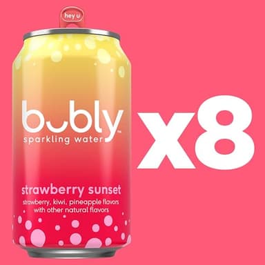 bubly Sparkling Water, Strawberry Sunset, Zero Sugar & Zero Calories, Seltzer Water, 12 Fl Oz Cans (Pack of 8) - Image 3